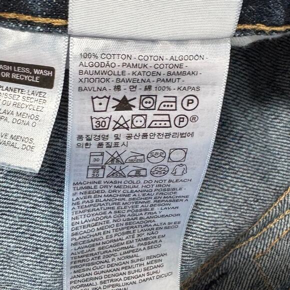 Levi's Cut Off Denim Jean Shorts Mens 40 Blue Jorts Dark Bermuda Grunge 9" 505 - Picture 6 of 9